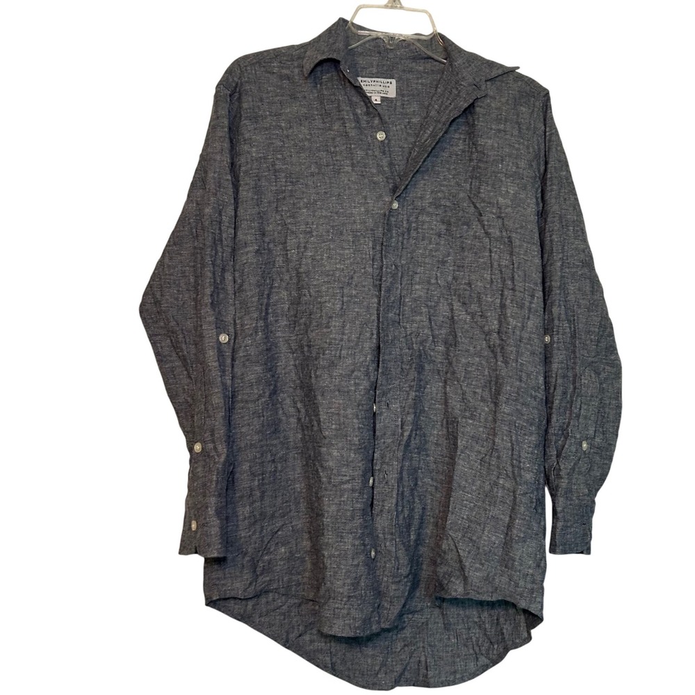 Emily Phillips Blue Button down shirt woman medium natural sustainable lagenlook